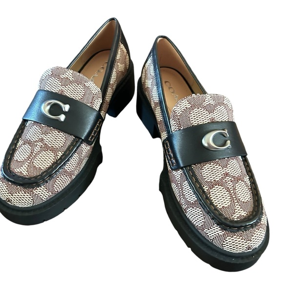Coach Leah Textile Jacquard Loafer Cocoa Black NEW Size 5.5 - Picture 1 of 11